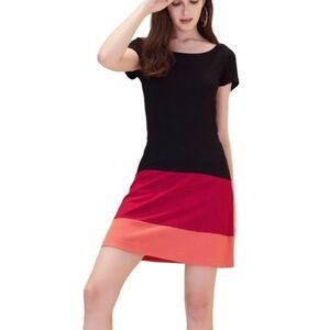 Kenzie Two-Tone Midi Dress in Pink & Black Size XS